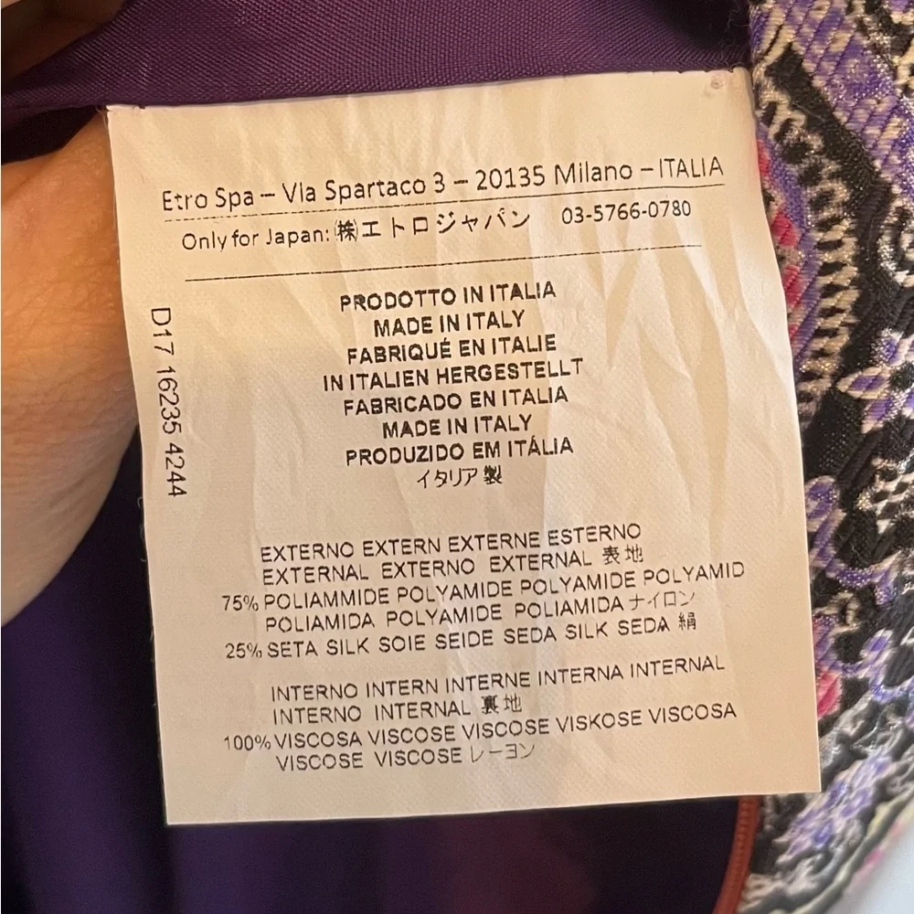 Etro A-Line V-Neck Purple Printed Dress Knee Length NWOT - Picture 4 of 6